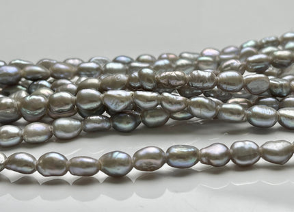 7x9 mm AAA Large Hole Gray Color Rice Nugget Freshwater Pearls Hole Size 2.1mm Lustrous Genuine Rice Nugget Pearl Beads #P2017