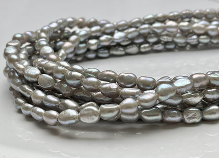 7x9 mm AAA Large Hole Gray Color Rice Nugget Freshwater Pearls Hole Size 2.1mm Lustrous Genuine Rice Nugget Pearl Beads #P2017