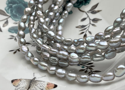 7x9 mm AAA Large Hole Gray Color Rice Nugget Freshwater Pearls Hole Size 2.1mm Lustrous Genuine Rice Nugget Pearl Beads #P2017