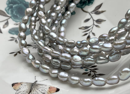 7x9 mm AAA Large Hole Gray Color Rice Nugget Freshwater Pearls Hole Size 2.1mm Lustrous Genuine Rice Nugget Pearl Beads #P2017