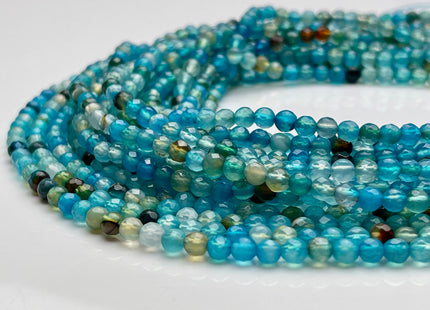 4 mm Faceted Round Agate Gemstone Beads Apatite Blue and Brown Color Genuine Agate Gemstone Loose Beads #4018