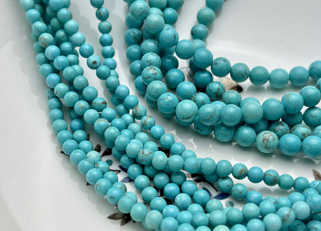 4 mm 6 mm Smooth Round Green Blue Turquoise Color Gemstone Beads 15.5 Inches Strand #4020