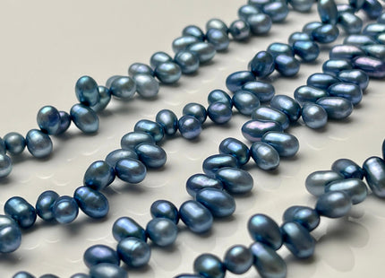 5x7mm AA Top Drilled Blue Color Rice/Oval Freshwater Pearl Beads Genuine High Luster Dancing Cultured Freshwater Pearls #P2022