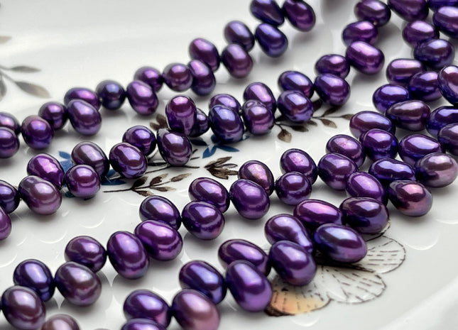 5x7mm AA Top Drilled Purple Color Rice/Oval Freshwater Pearl Beads Genuine High Luster Dancing Cultured Freshwater Pearls #P2020
