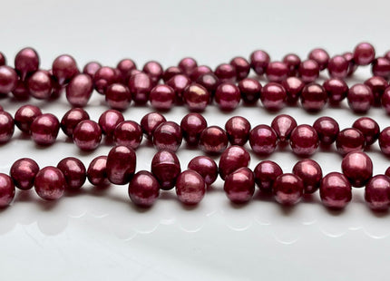 5.5x7mm AA Top Drilled Burgundy Red Color Rice/Oval Freshwater Pearl Beads Genuine High Luster Dancing Cultured Freshwater Pearls #P2021