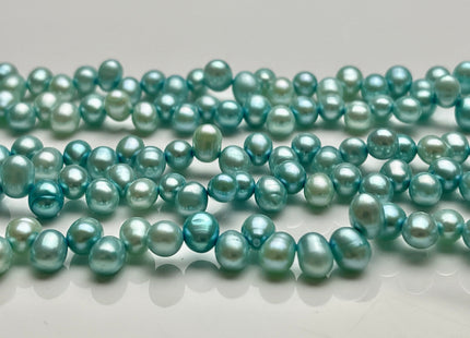 5x7mm AA Top Drilled Baby Blue Color Rice/Oval Freshwater Pearl Beads Genuine High Luster Dancing Cultured Freshwater Pearls #P2023