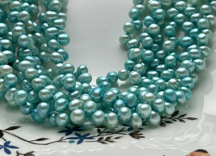 5x7mm AA Top Drilled Baby Blue Color Rice/Oval Freshwater Pearl Beads Genuine High Luster Dancing Cultured Freshwater Pearls #P2023