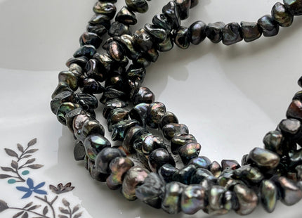 8-9 mm Dark Brown Green Peacock Color Keshi Disc Freshwater Pearl Beads Center Drilled Genuine Color Keshi Disc Shaped B Grade Pearls #P2026