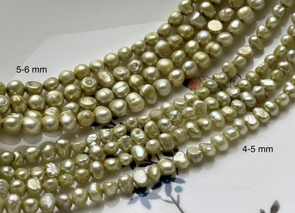 4-5mm or 6-7mm Bright Sage Green Color Potato Nugget Freshwater Pearl Beads Genuine Cultured Green Color Small Tiny Nugget Pearl #P2027