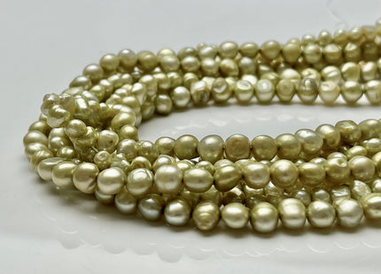 4-5mm or 6-7mm Bright Sage Green Color Potato Nugget Freshwater Pearl Beads Genuine Cultured Green Color Small Tiny Nugget Pearl #P2027