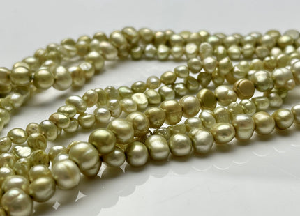 4-5mm or 6-7mm Bright Sage Green Color Potato Nugget Freshwater Pearl Beads Genuine Cultured Green Color Small Tiny Nugget Pearl #P2027
