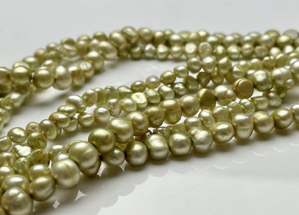 4-5mm or 6-7mm Bright Sage Green Color Potato Nugget Freshwater Pearl Beads Genuine Cultured Green Color Small Tiny Nugget Pearl #P2027
