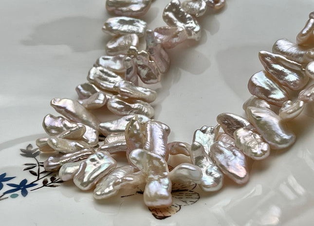9x15-20 mm AAAA Natural Pink Biwa Stick Freshwater Pearl Beads Genuine Center Drilled Super High Luster Very Rare Biwa Pearl Beads #P2029