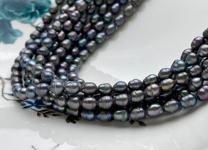 5x7 mm B Grade Dark Peacock Color Freshwater Pearls Long Rice/Oval Shape Pearl Beads Genuine Peacock Color Freshwater Rice Pearls #P2033