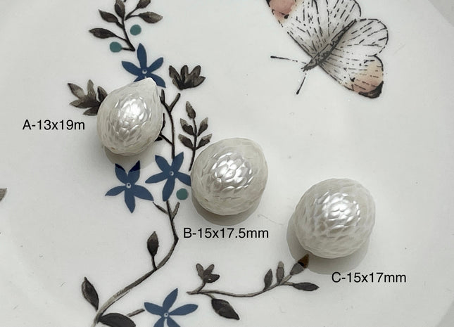 ONE Piece 12-15x15-20 mm Natural White Full Drilled Dragon Skin Rice/Oval Pearl Single Beads Genuine White Rice Pearls For Pendant #P2041