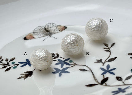 ONE Piece 12-15x15-20 mm Natural White Full Drilled Dragon Skin Rice/Oval Pearl Single Beads Genuine White Rice Pearls For Pendant #P2041