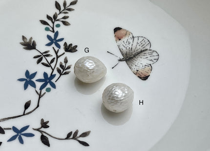 ONE Piece 12-15x15-20 mm Natural White Full Drilled Dragon Skin Rice/Oval Pearl Single Beads Genuine White Rice Pearls For Pendant #P2041