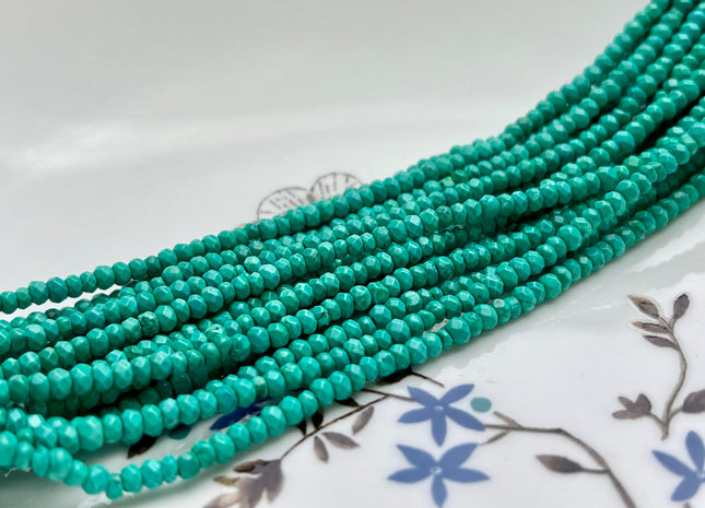 2-2.5x3 mm Faceted Rondelle Turquoise Beads 15 Inches Strand #4042