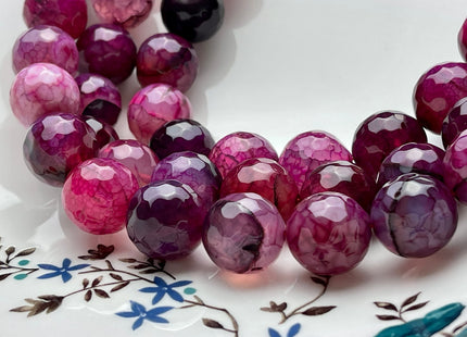 16 mm Faceted Round Fire Agate Gemstone Beads Heat Treated Multi Purple Color Natural Gemstone Fire Agate 15.5 Inches Strand #4044