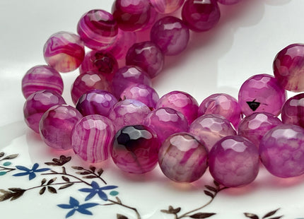 12mm 14mm Faceted Round Fire Agate Gemstone Beads Heat Treated Multi Purple Color Natural Gemstone Fire Agate 15.5 Inches Strand #4047
