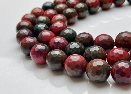 16 mm Faceted Round Fire Agate Gemstone Beads Heat Treated Black And Red Color Natural Gemstone Agate 15.5 Inches Strand #4057