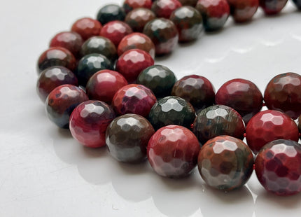 16 mm Faceted Round Fire Agate Gemstone Beads Heat Treated Black And Red Color Natural Gemstone Agate 15.5 Inches Strand #4057