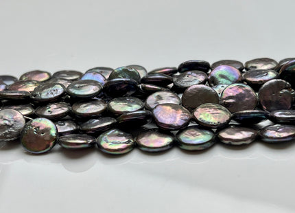 10-11 mm AA Half Strand Gray Peacock Color Flat Coin Pearls Natural Freshwater Coin Pearl Beads Genuine Freshwater Pearls #1461