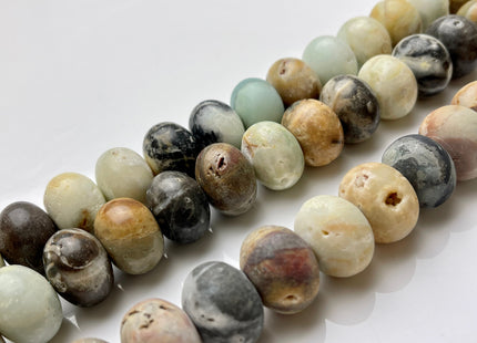 15x20 mm Natural Smooth Rondelle Multi Color Matte Amazonite Beads Natural Green Brown Gray Blue Color Jumbo Amazonite Gemstone Beads #4065