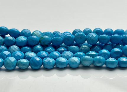 6 mm Micro Faceted Multi Blue Turquoise Coin Disc Shape Gemstone Beads Multi Blue Turquoise Gemstone Beads 15 Inches Strand #4070