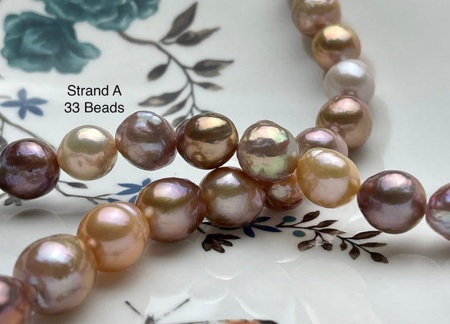 10-12 mm AAA Very Rare Natural Multi Dark Mauve Pink Freshwater Baroque/Edison Pearl Beads High Luster Genuine Purple Edison Pearl #P2060