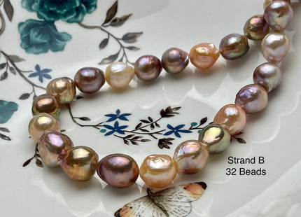 10-12 mm AAA Very Rare Natural Multi Dark Mauve Pink Freshwater Baroque/Edison Pearl Beads High Luster Genuine Purple Edison Pearl #P2060