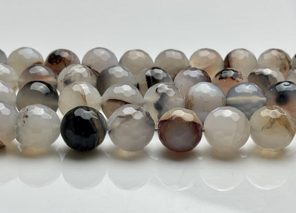 16 mm Faceted Round Fire Agate Gemstone Beads Heat Treated Multi Gray White Brown Color Natural Gemstone Agate 15.5 Inches Strand #4081