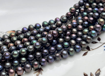 6-7 mm AA Dark Peacock Color Potato Freshwater Pearl Bead Genuine High Luster Peacock Off Round Freshwater Pearls #P2053