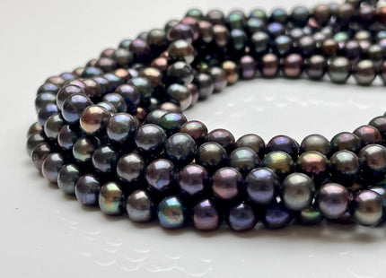 6-7 mm AA Dark Peacock Color Potato Freshwater Pearl Bead Genuine High Luster Peacock Off Round Freshwater Pearls #P2053