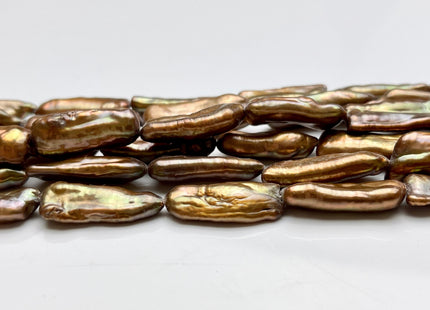 8-10x21-24 mm AA Bronze Copper Brown Color High Luster Biwa Stick Freshwater Pearls Brown Color Biwa Stick Freshwater Pearl Beads #P2052