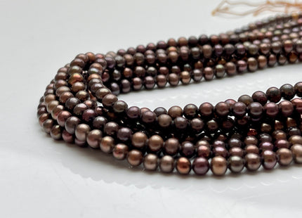 4-4.5 mm AAA Dark Brown Color Off Round Freshwater Pearl Beads Genuine Tiny Chocolate Brown Color Freshwater Seed Pearls 95 Beads #P2070