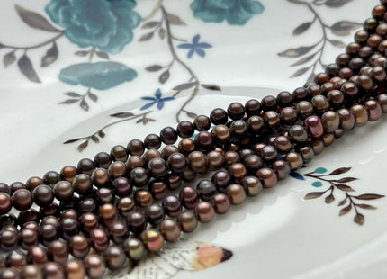 4-4.5 mm AAA Dark Brown Color Off Round Freshwater Pearl Beads Genuine Tiny Chocolate Brown Color Freshwater Seed Pearls 95 Beads #P2070