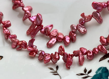 3-6x6-13 mm High Luster Cranberry Pink Color Keshi Freshwater Pearl Beads Genuine Top Drilled Pink Keshi Dancing Pearl Beads #P2046