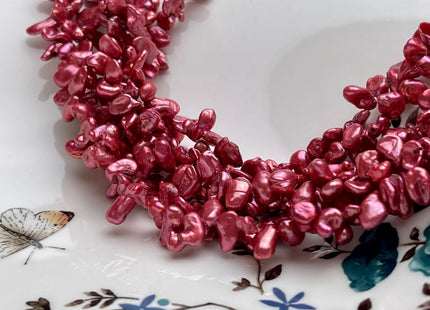 3-6x6-13 mm High Luster Cranberry Pink Color Keshi Freshwater Pearl Beads Genuine Top Drilled Pink Keshi Dancing Pearl Beads #P2046