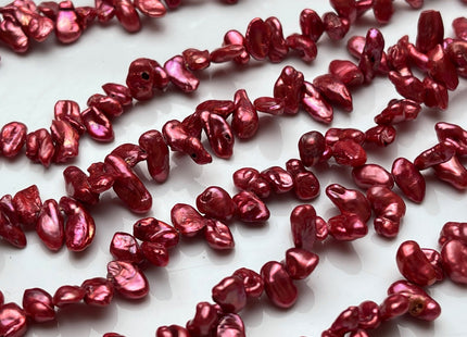 3-6x6-13 mm High Luster Cranberry Pink Color Keshi Freshwater Pearl Beads Genuine Top Drilled Pink Keshi Dancing Pearl Beads #P2046