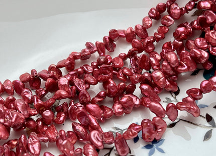 3-6x6-13 mm High Luster Cranberry Pink Color Keshi Freshwater Pearl Beads Genuine Top Drilled Pink Keshi Dancing Pearl Beads #P2046