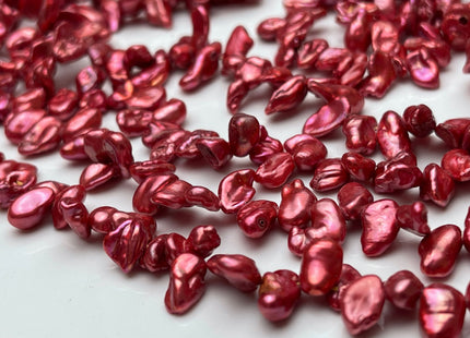 3-6x6-13 mm High Luster Cranberry Pink Color Keshi Freshwater Pearl Beads Genuine Top Drilled Pink Keshi Dancing Pearl Beads #P2046
