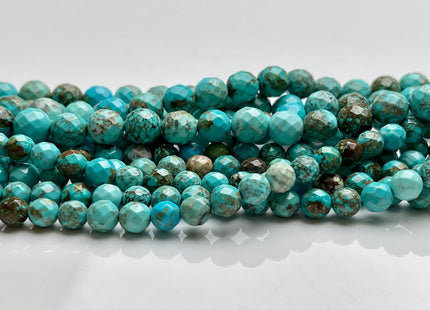 4mm 6mm 8mm 10mm Faceted Round Turquoise Beads Blue And Brown Color Gemstone 15.5 Inches Strand #4087