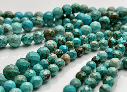 4mm 6mm 8mm 10mm Faceted Round Turquoise Beads Blue And Brown Color Gemstone 15.5 Inches Strand #4087