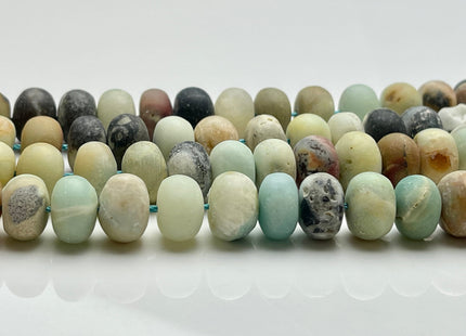 9x12mm 10x14mm Natural Smooth Rondelle Matte Amazonite Beads Natural Green Brown Gray Blue Color Jumbo Amazonite Gemstone Beads #4088