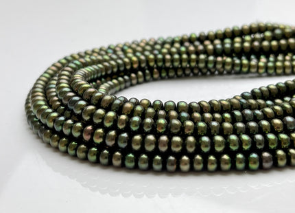 5 mm AAA Dark Olive Green Round Button Freshwater Pearl Button Beads Genuine High Luster Cultured Rondelle Button Pearls #P2071
