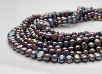 6-8 mm AA Peacock With Iridescent Gray Color Potato Nugget Freshwater Pearl Beads Genuine Cultured Peacock Color Nugget Pearls #P2065