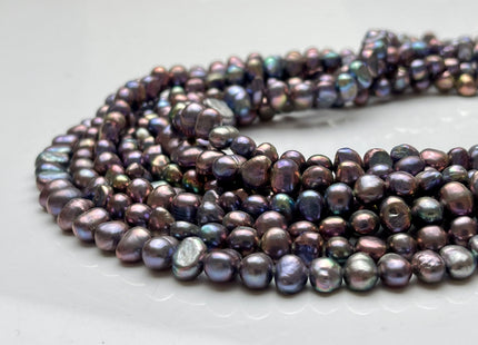 6-8 mm AA Peacock With Iridescent Gray Color Potato Nugget Freshwater Pearl Beads Genuine Cultured Peacock Color Nugget Pearls #P2065