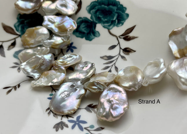 One-Of-A-Kind 20x25 mm AAA Rare HUGE Keshi Freshwater Pearl Beads Genuine Natural White And Champagne Color Top Drilled Keshi Pearls #P2076