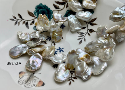 One-Of-A-Kind 20x25 mm AAA Rare HUGE Keshi Freshwater Pearl Beads Genuine Natural White And Champagne Color Top Drilled Keshi Pearls #P2076